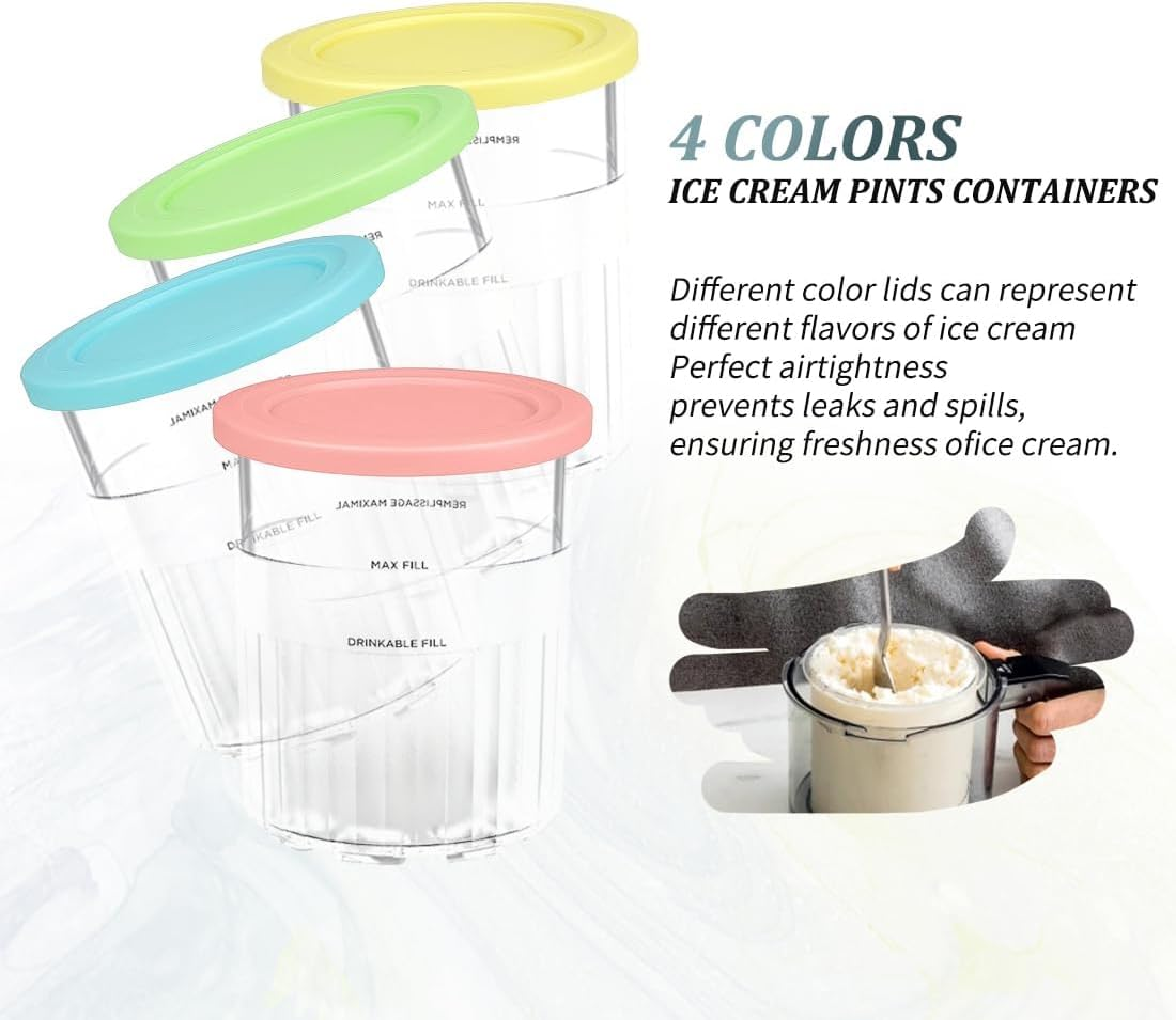 3Tyto 4 Pack 24 Oz Creami Pints and Lids Compatible with Ninja NC501, NC500 Series image number 5