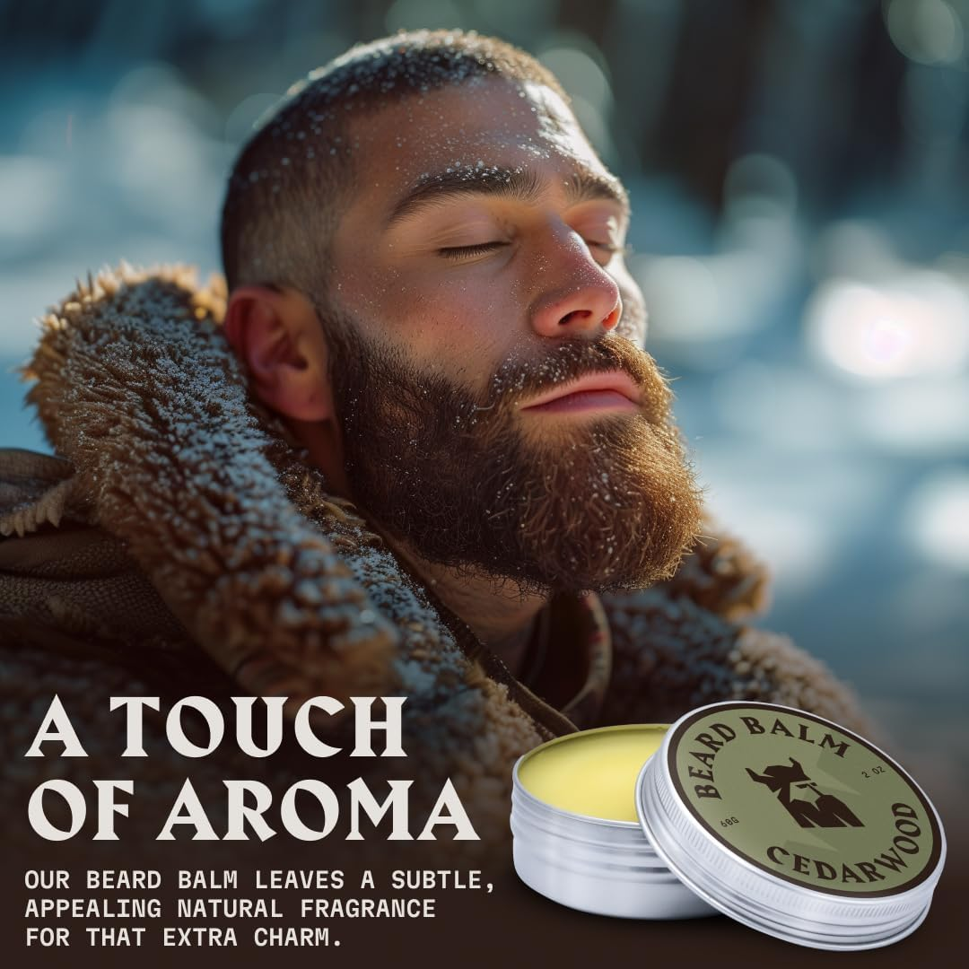 Striking Viking Beard Balm for Men &ndash; Light Hold, Cedar, 2 Oz - Leave-In Beard Conditioner with Shea Butter, Tea Tree, Argan & Jojoba Oils - Smooth, Shape, Moisturize & Soften Coarse, Dry Facial Hair image number 5