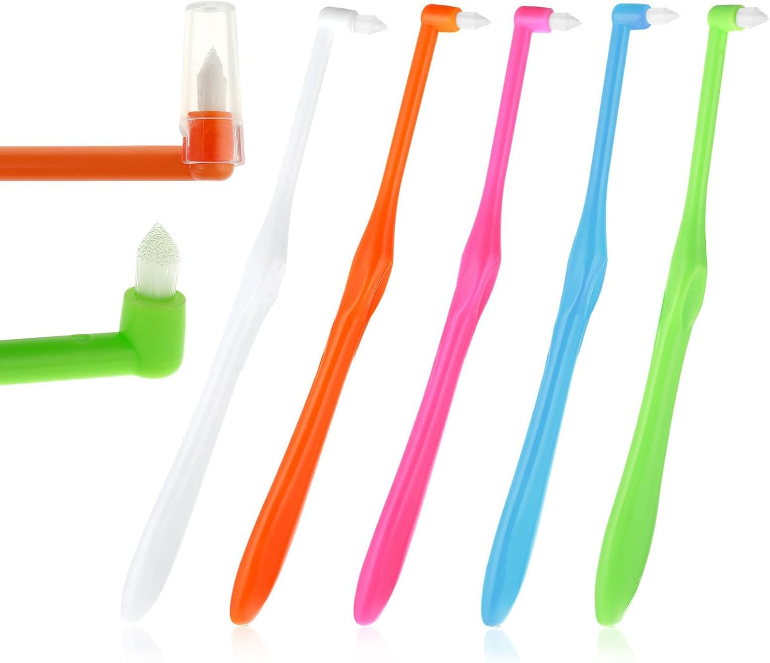 5 Pcs Single End Tuft Toothbrush for Interdental and Orthodontic Cleaning, Small Tuft Toothbrush for Back Teeth, Durable Plastic Handle Oral Hygiene Tool, Compatible with Implants, Crowns & Braces &ndash; SZTTY image number 3