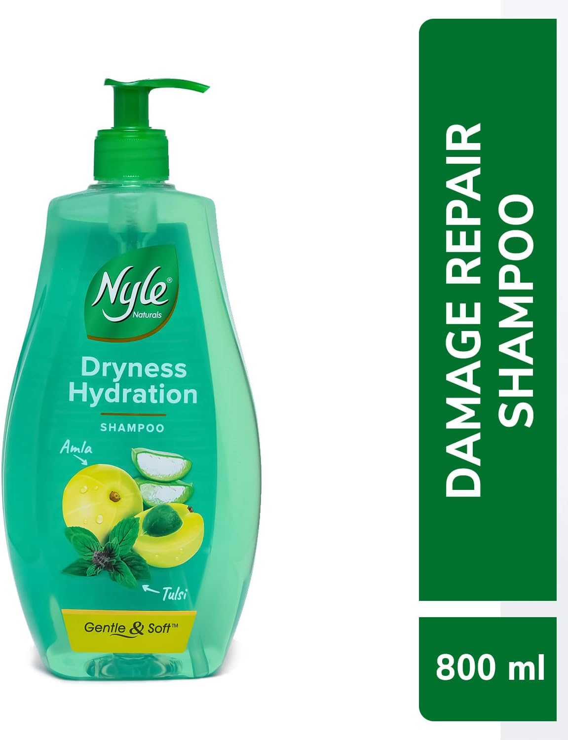 Nyle Naturals Silky and Smooth anti Hairfall Shampoo, with Tulsi and Amla, 800Ml, Green, (NYAM0800SNS01R) image number 2