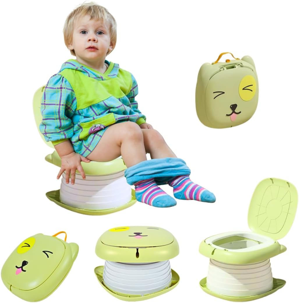 Rndeen Portable Travel Potty for Baby & Toddlers (0-4 Years)-Foldable,Comfortable Emergency Toilet Seat with Storage Bag,Convenient to Keep Clean & Carry&ndash;Ideal for Car,Camping,Park & Travel (Yellow)