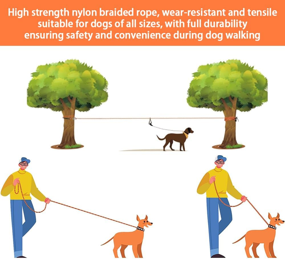 Dog Run for Yard, 15M Portable Overhead Trolley System with 3M Runner Lead for Dogs up to 200Lbs, Tie Out Cable for Camping Tough Dog Tie Out Cable for Outdoor Park Yard image number 3