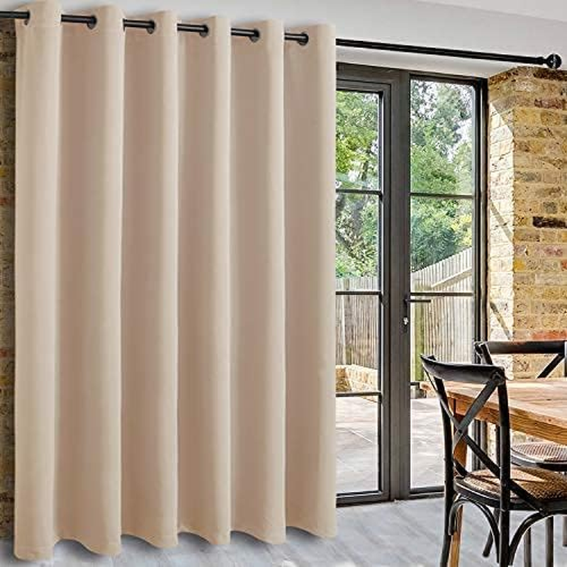 DWCN Grey Blackout Curtains for Bedroom Sewn with Tiebacks - Thermal Insulated Light Blocking Grommet Window Curtains for Living Room, Set of 2 Drape Panels, Each W132 Cm X D214Cm,