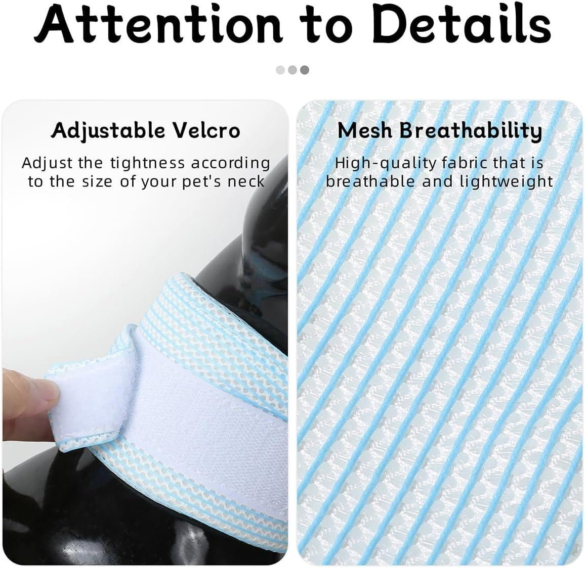 Cat Neck Brace Cover - Breathable & Adjustable Elizabethan Collar for Post-Surgery Recovery Anti-Scratch Anti-Lick Protection, Cervical Cone for Small Medium Large Dogs Puppies Kittens (Medium,Blue)