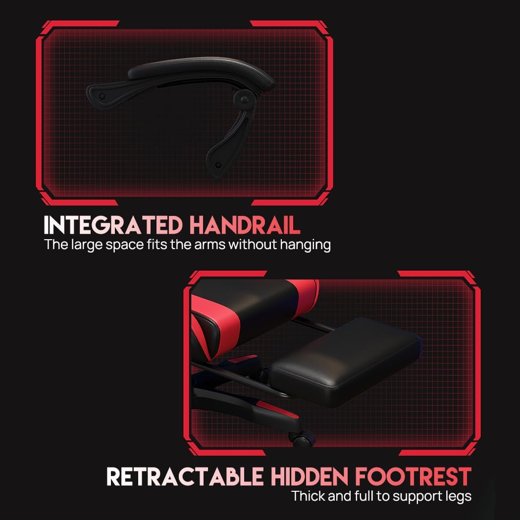 Gaming Chair,With Head Cushion,Height Adjustable,Pu Leather Racing-Style Executive Seat,Reclining Capability,Suitable for Office Chair (Pink and White with Head Cushion) - Blue image number 7