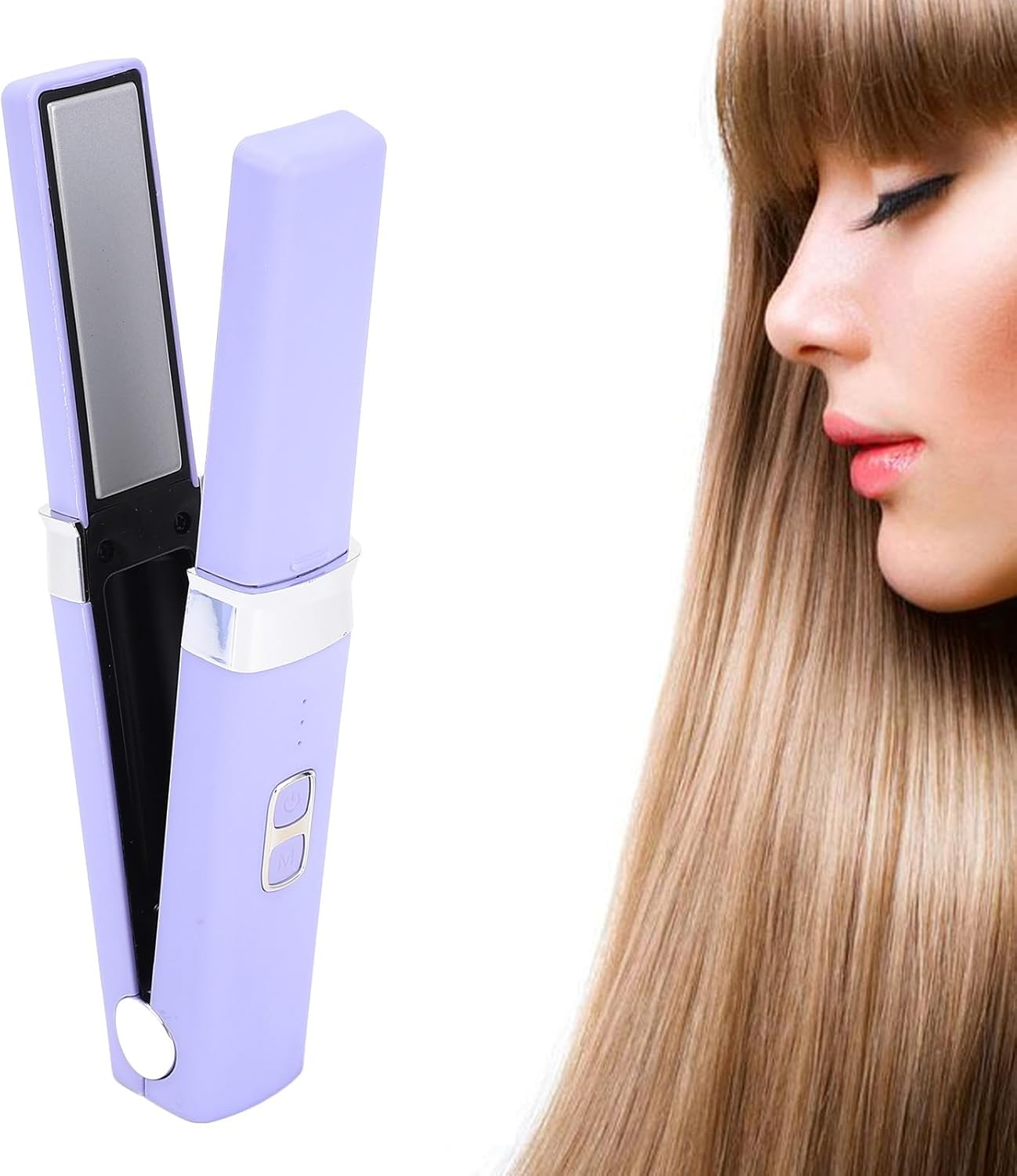 Mini Hair Straightener Portable Fast Heating USB Charging Multifunctional Small Flat Iron for Home Travel Styling Tool 1200Mah Lithium Ion Battery Included image number 4