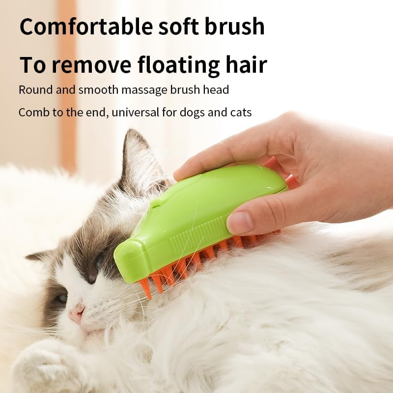 Dog Cat Brush Steam 3 in 1 Massage Comb Spray Cat Brush for Dogs Long/Short Hair with USB Charger with Water Tank Brush for Cats Massage (Green)