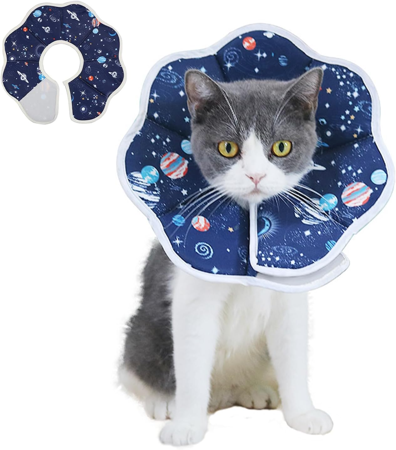 Soft Cat Recovery Collar, Protective Adjustable Pet Collar,Waterproof Comfortable Lightweight Elizabethan Collar for Cat Kitten Prevent from Licking Wounds, Not Block Vision image number 1