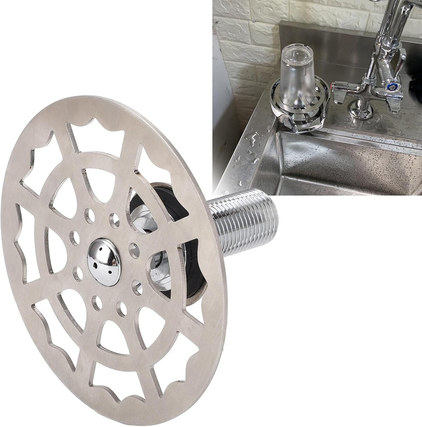 Automatic Cup Cleaner Faucet, Stainless Steel Cup Washer Rinser Faucet Head for Bars, Restaurants, Stainless Steel Material image number 4