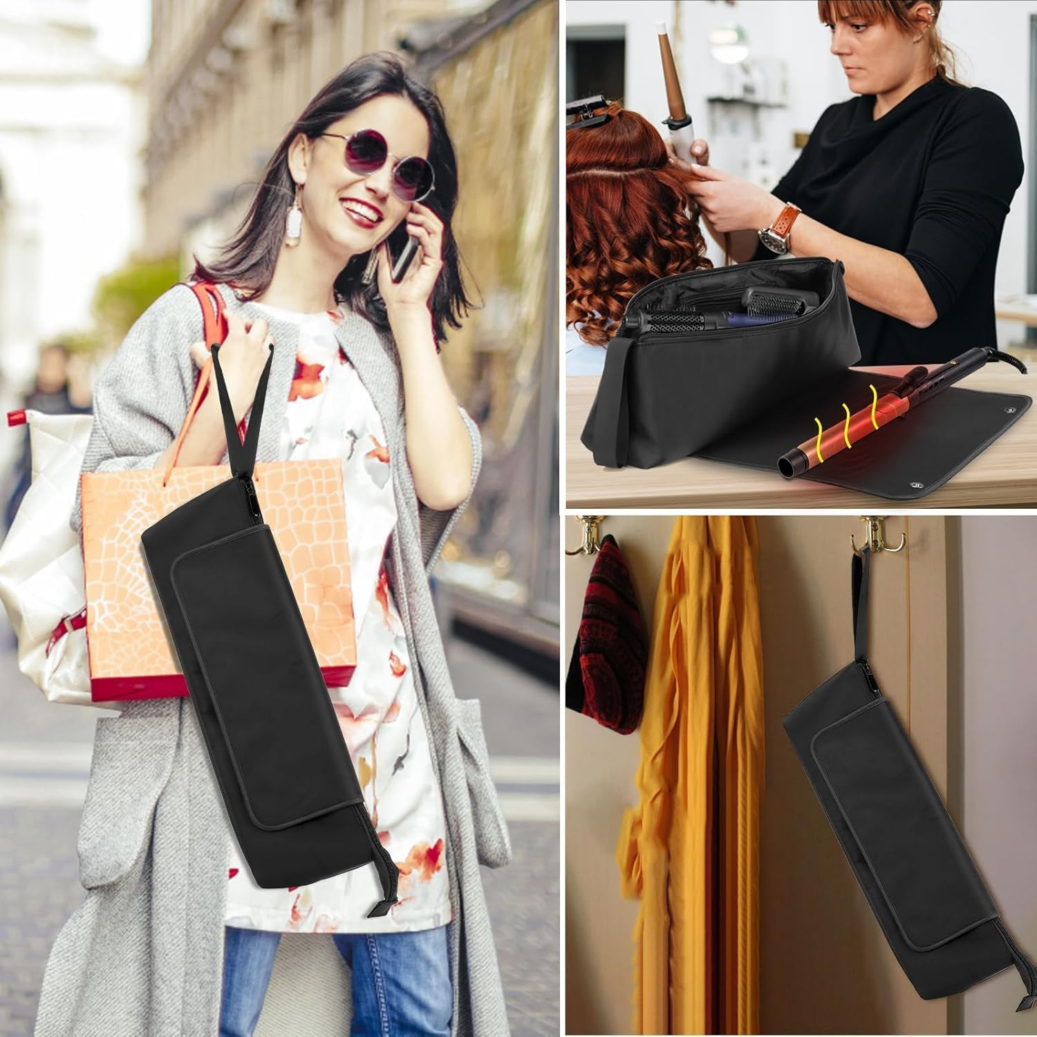 Colorcoral 2 in 1 Hair Tools Travel Case with Heat Resistant Mat - Extra Long Neoprene Bag for Flat Iron, Hair Straightener, and Hot Styling Tools image number 1