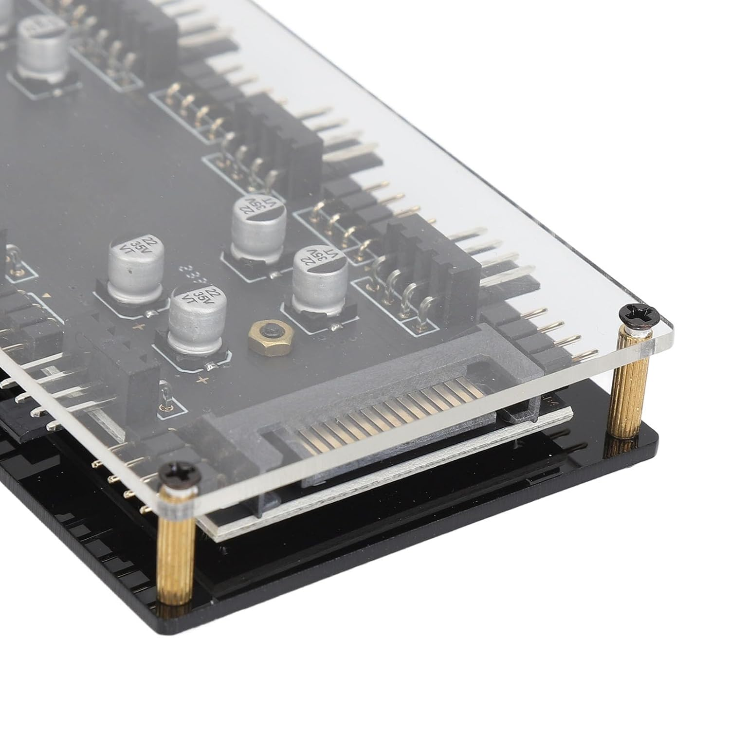 12V 4Pin ARGB PWM Hub, 8 Port ARGB PWM Fan Hub with RGB Synchronization Function, SATA Power Supply, Simple Cable Management for PC Case Fan image number 1