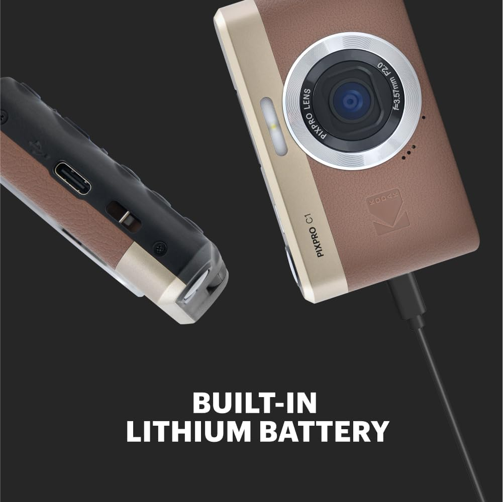 Kodak Pixpro C1 &ndash; Ultra-Compact Digital Camera | 13MP BSI CMOS, 4X Zoom, 2.8" LCD Screen, LED Flash &ndash; Brown