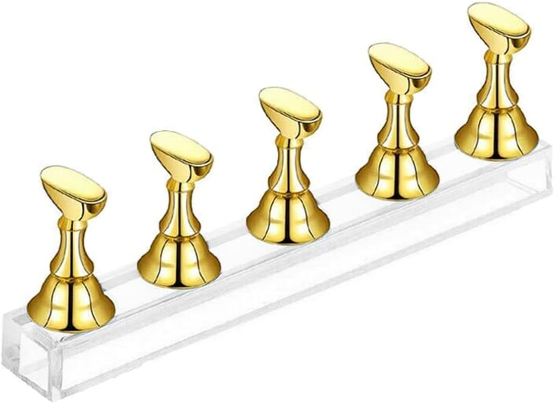 2022 Nail Tip Display Stand Holder Magnetic Practice Art Training Tool Finger AU (Gold)