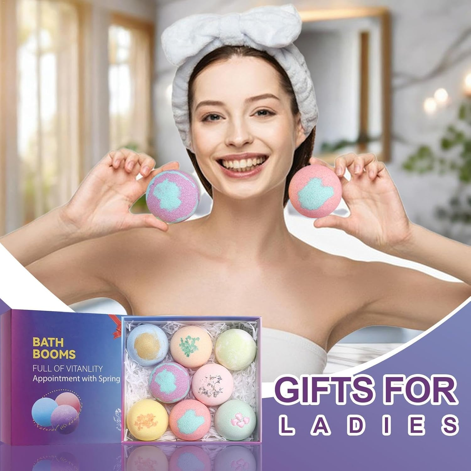 Hot Tub Fizzy Balls | Luxurious Hot Tub Bath Bombs | Skin-Nourishing Hot Tub | 8 Spa Bombs Gift Set, Handmade Birthday Mothers Day Gifts, Natural Sea Salt, Moisturizing, Fragrant Shower