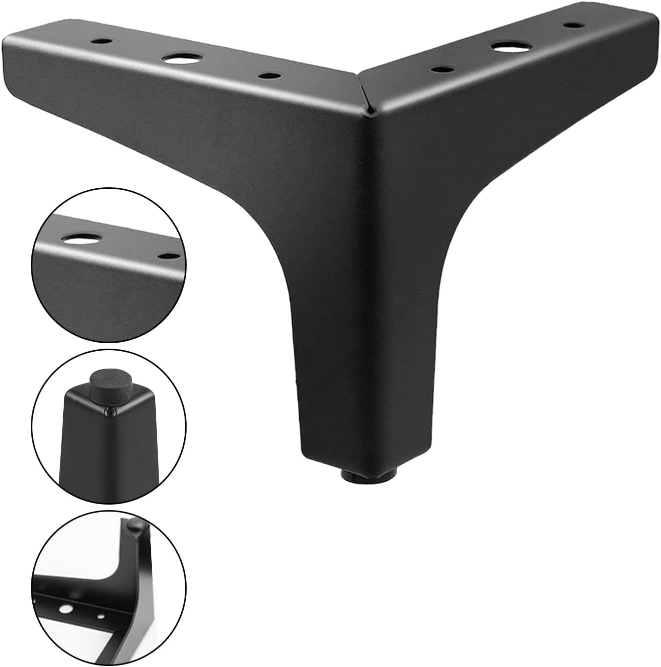4 Inch Metal Furniture Legs Set of 4 - Cabinet, Couch, Dresser Feet - Modern Style Sofa Replacement Legs for Cupboard, Chair Risers - Black DIY image number 1