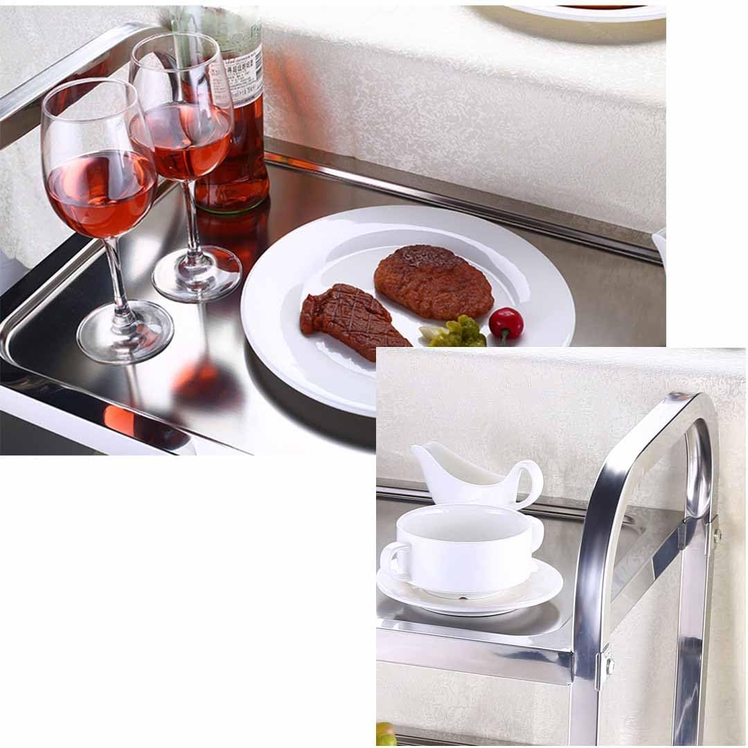 SOGA 2 Tier 95X50X95Cm Stainless Steel Kitchen Dining Food Cart Trolley Utility Large