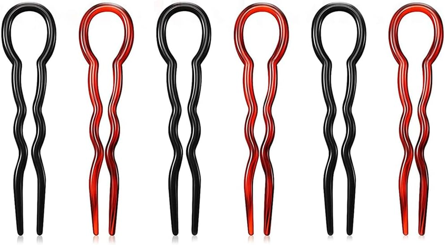 Hair Pins, Pack of 6 Pl&aacute;stico Hair Clips, U-Shaped Bobby Pins, Quick Spiral Braided Hair Clip, Hair Accessories for Women Girls (3 X Black, 3 X Brown) image number 1