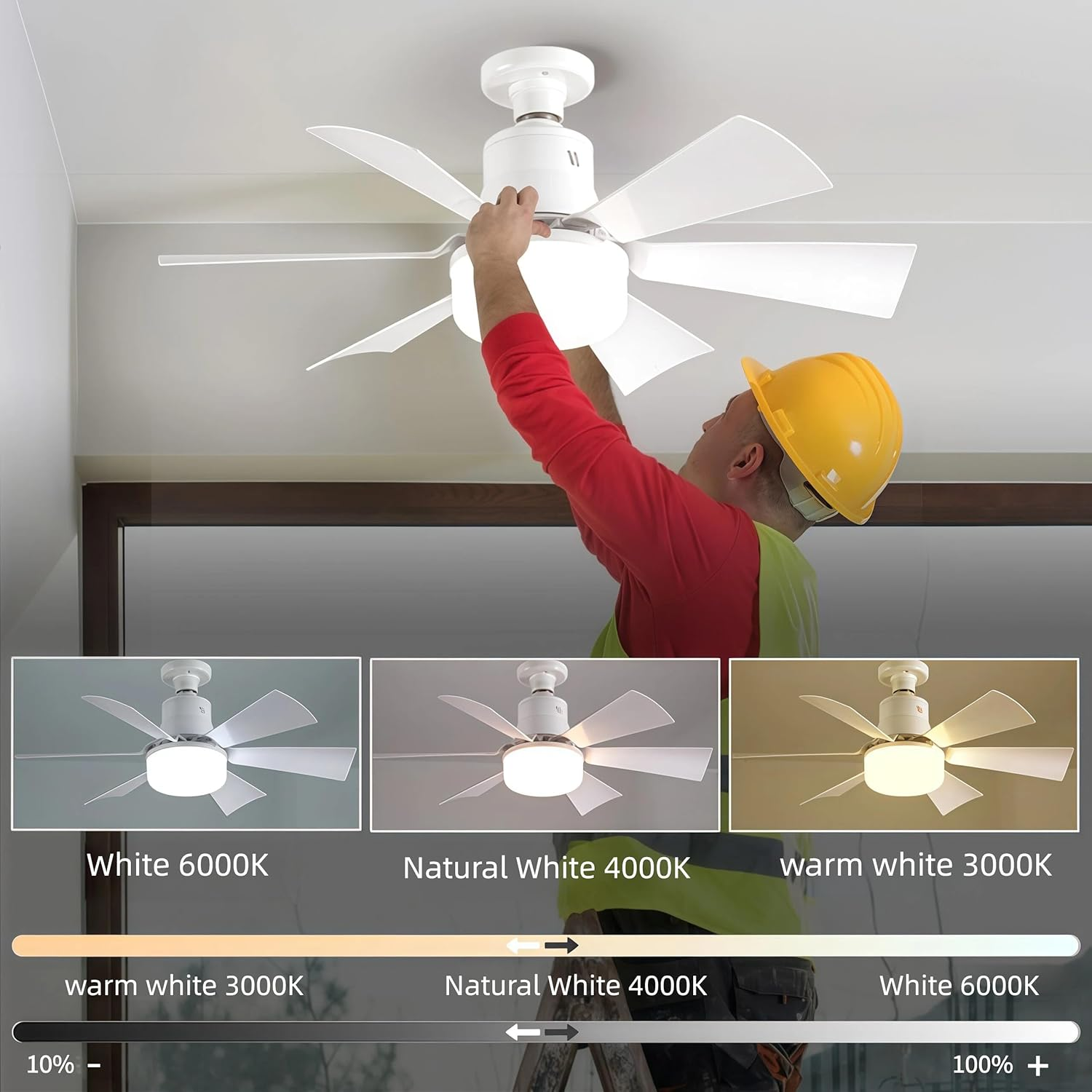 Socket Fan Ceiling Light with Light and Remote, E26/E27/B22 Plug in Bulb for Bedroom, Kitchen, Living Room, Workshop-3 Color Temperatures, 3 Fan Speeds,2000 Lumens,(Batteries Not Included) image number 1