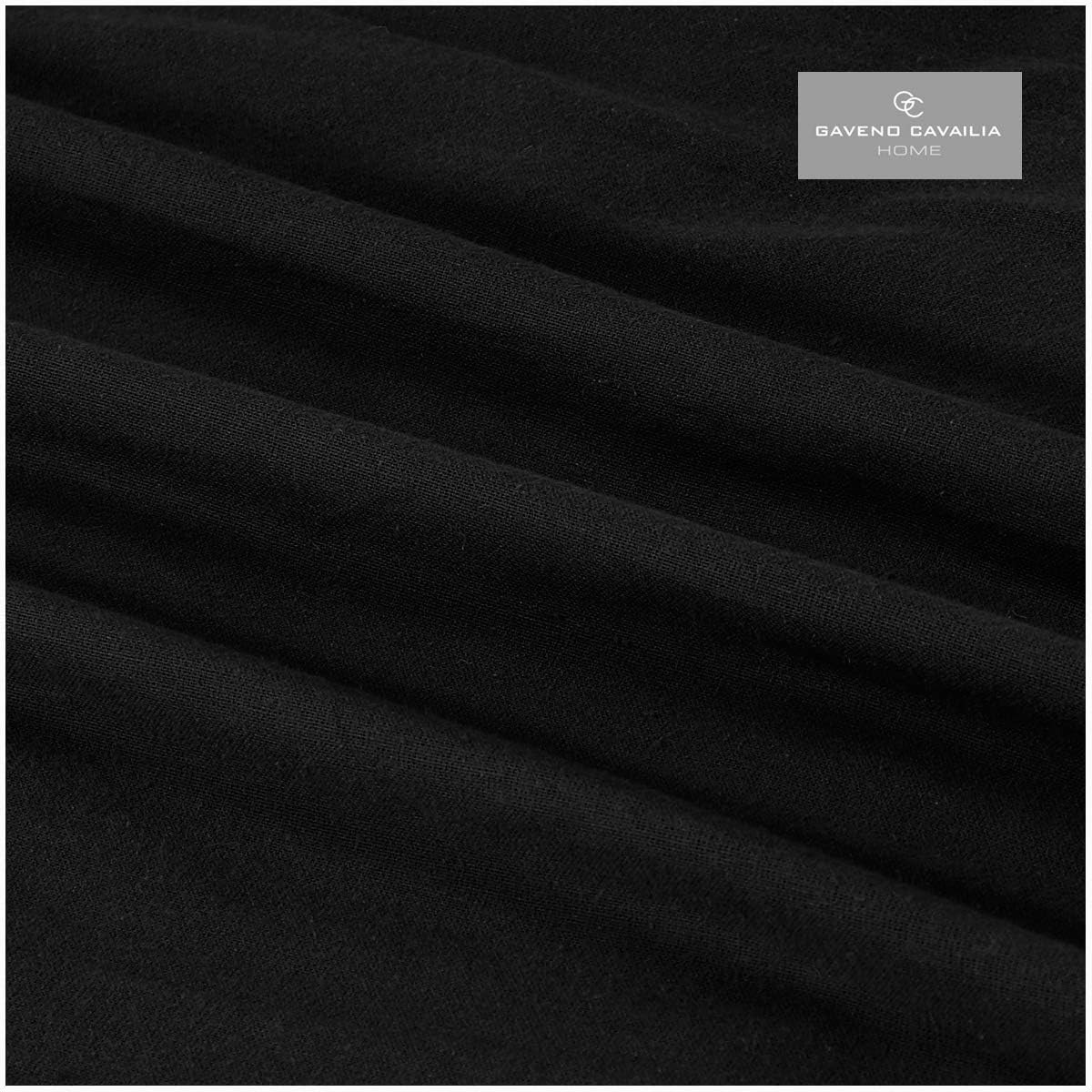 GC GAVENO CAVAILIA Easy Care Plain Dyed Flannel Flat Sheet, 100% Brushed Cotton Luxury Bedding Accessory, Soft & Cosy Bed Linen, Black, Single Size Bedsheet image number 4