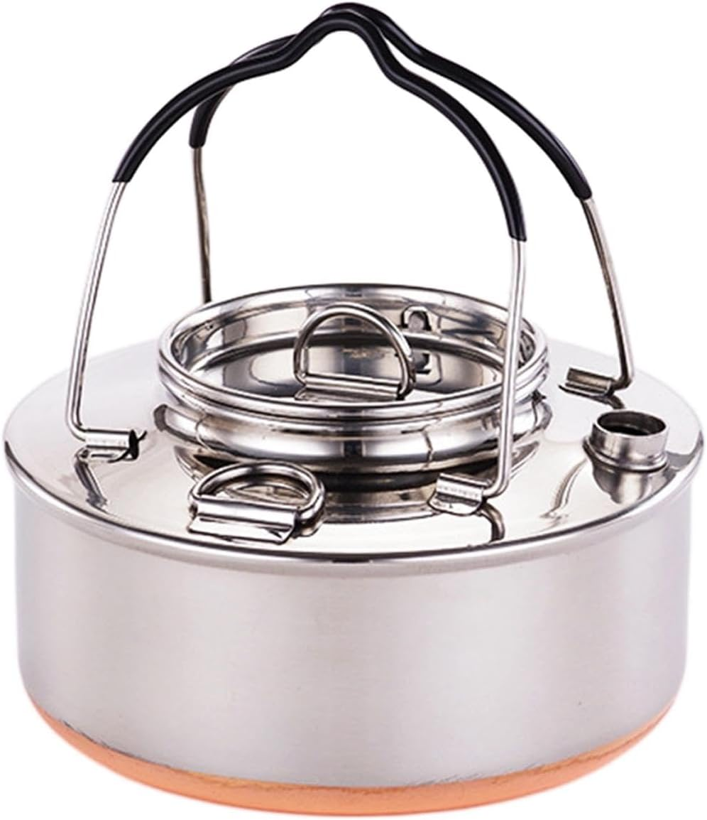 Camping Kettle Water Kettle Outdoor Campfire Coffee Tea Pot Teapot Camping Tea Kettle for Camp Barbecue Yard Picnics Hiking, 0.9L