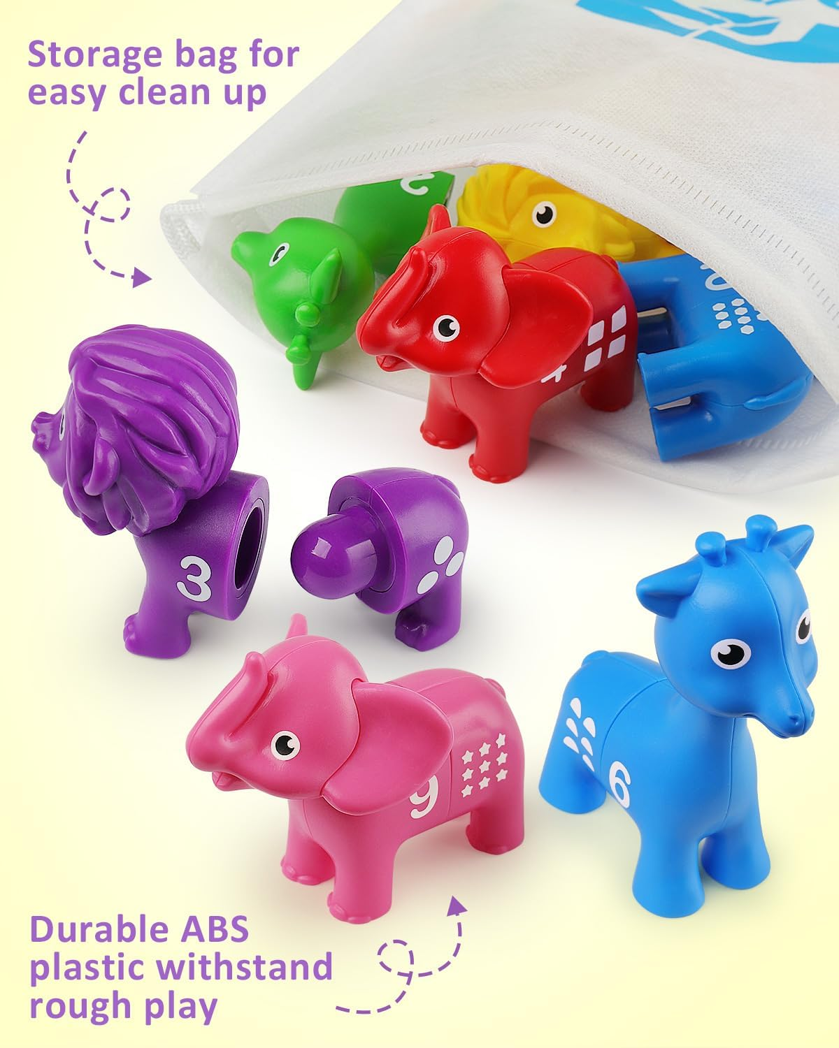 Coogam Number Matching Toy Set, 10Pcs Double-Sided Animal Number Counting Game, Preschool Montessori Fine Motor Skill Mathematics Educational Toys for 3 4 5 Year image number 1