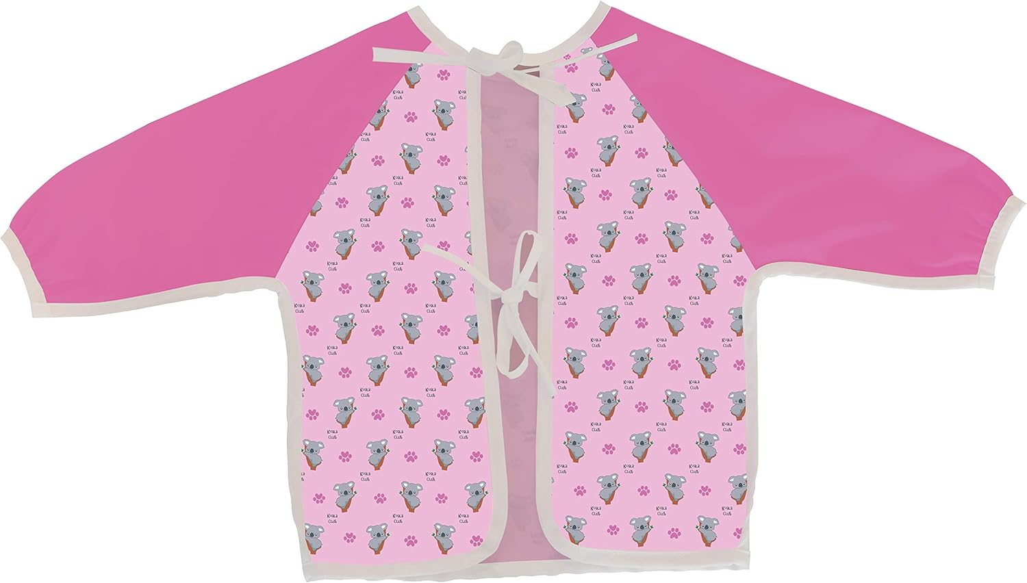 Australian Designed Sleeved Baby Bib with Pocket 6-24 Months. Waterproof: Full Coverage for Highchair Feeding, Arts and Crafts and Messy Painting! Cute Koala Print Art Apron Smock for Baby and Toddler and Includes Smock Pocket. 1 Piece (Pink) - Pink image number 6