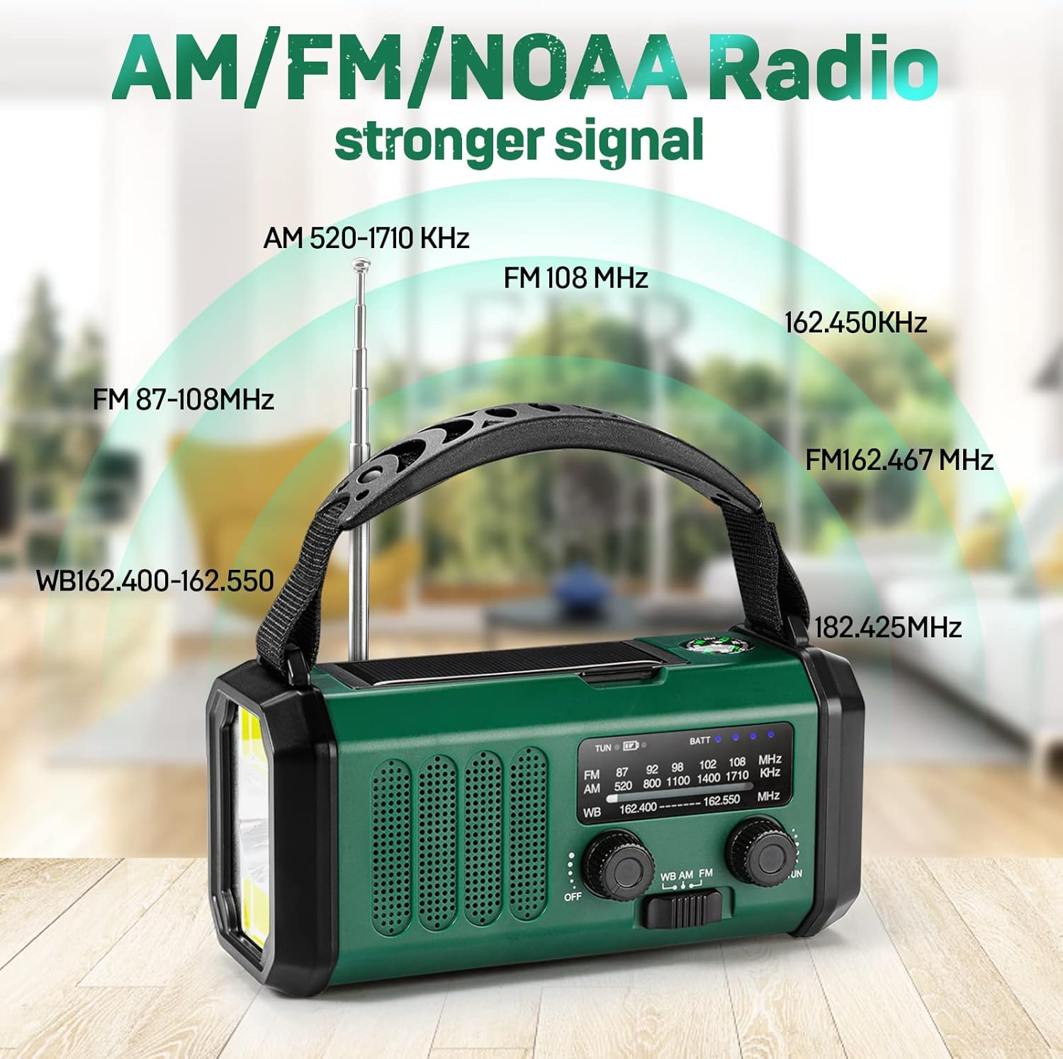 【2023 Newest】 Emergency Hand Crank Weather Radio with 10000Mah Battery Backup, AM FM NOAA Weather Radio, Type-C Charge,Solar Charging,Sos, 3 Modes LED Torch，Reading Lamp, Compass for Outdoor Survival image number 5