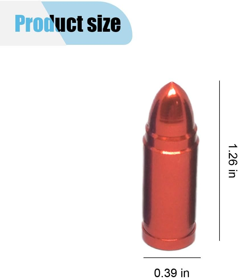 4PCS Bullet Style Tire Valve Stem Caps, Aluminum Alloy Dust Proof Tire Covers, Corrosion Resistant Auto Valve Stem Covers Universal for Trucks Motorcycles Bicycles SUV (Red) image number 5