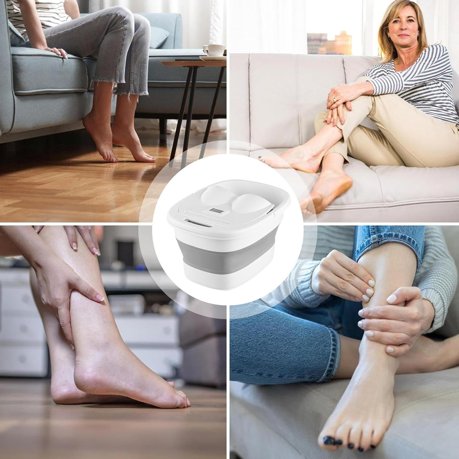 Massage Wheels Foot Massager, Home Spa Foot Detox Machine, Multifunctional Use Foot Bath, Toe Spa | Relaxing Toe Bath with Built in Phone Holder | Ideal for Toe Soaks and Massages