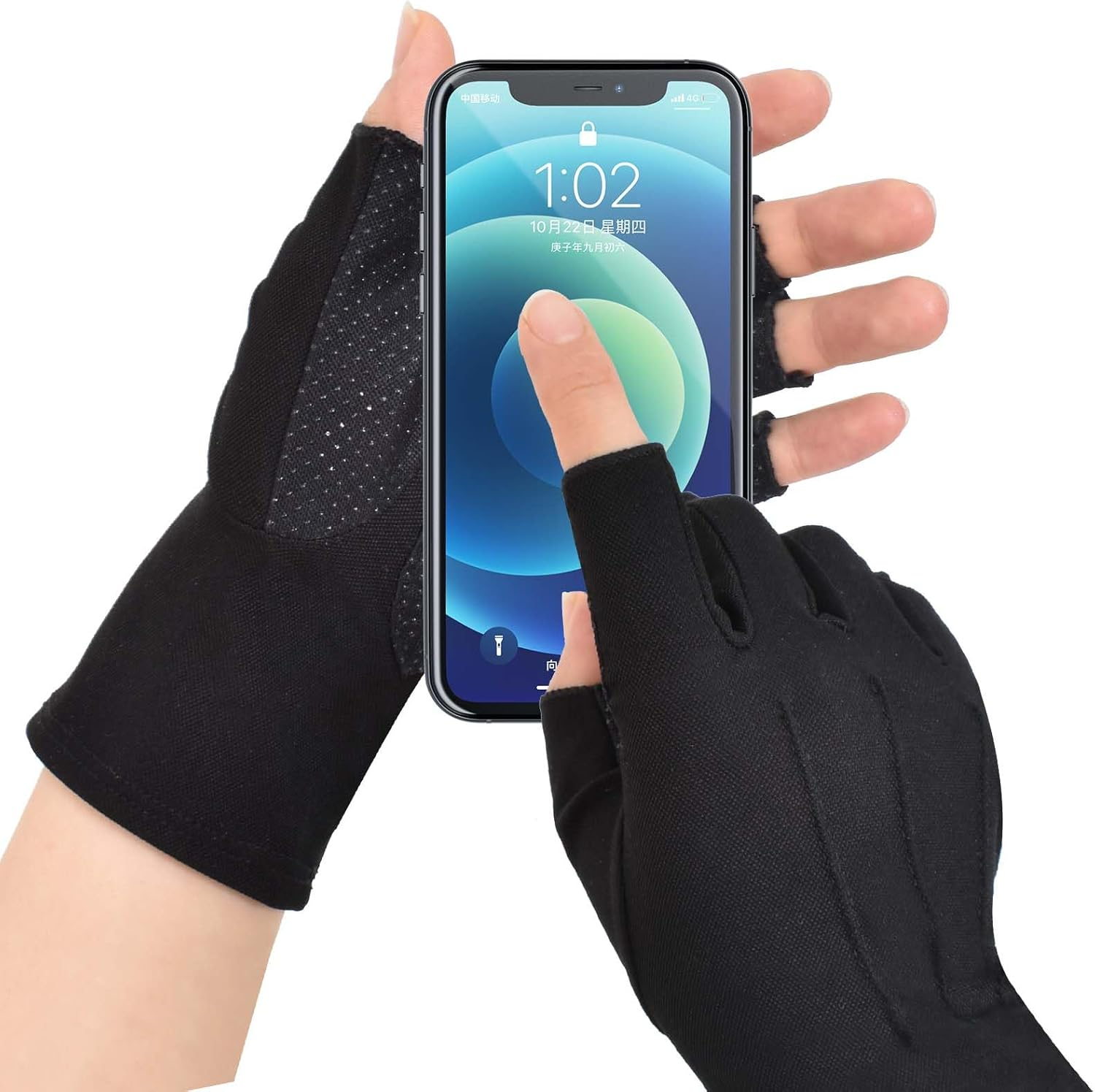 Half Finger Driving Glovs for Men Women, Riding Touch Screen Gloves Cycling Golf Fishing Fingerless Mitten for Outdoor Sports, Black