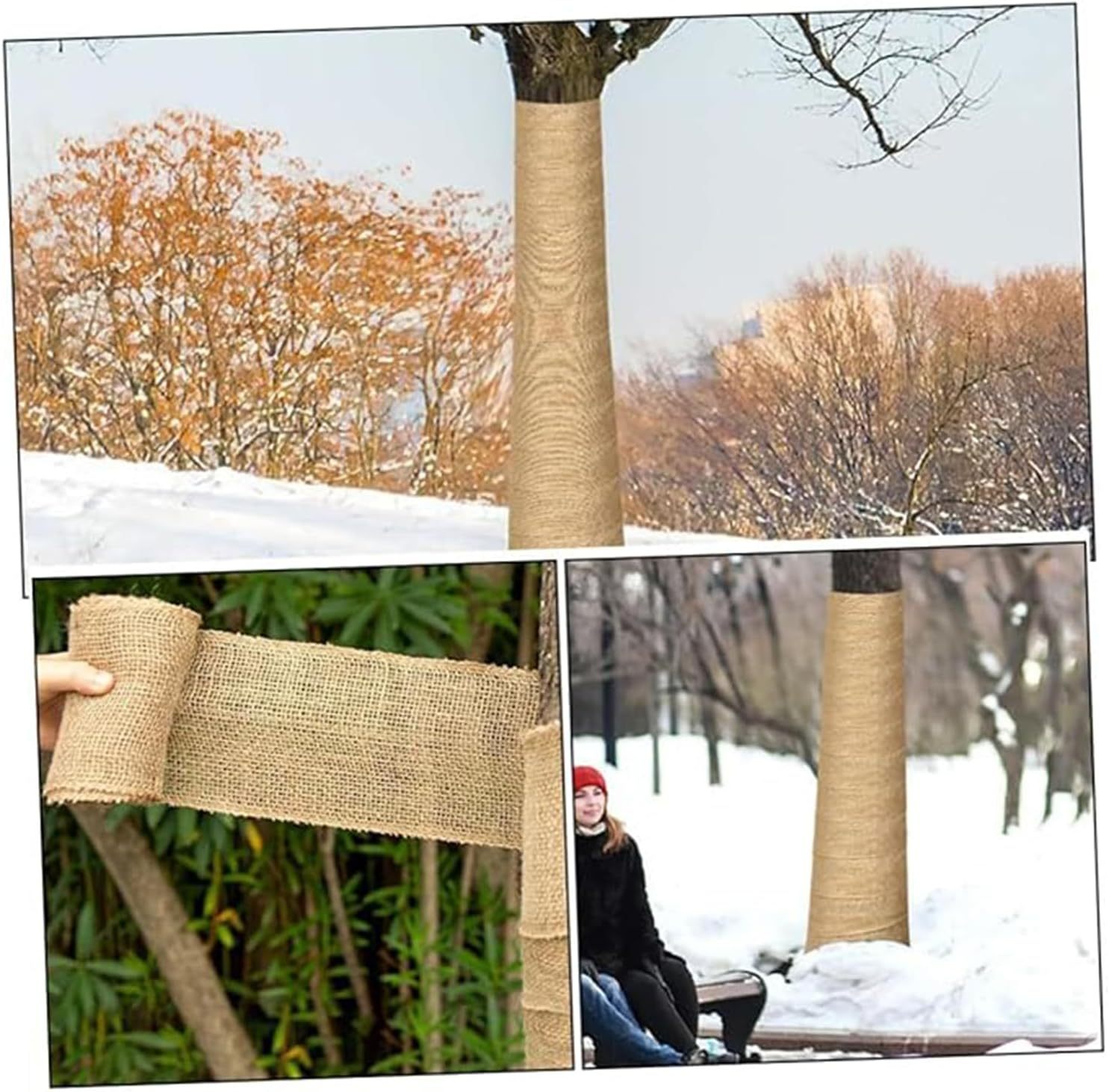 Natural Burlap Tree Protector Wrap Protect against Pests Weather Promote Healing for Damaged Tree Trunks in Gardens Yards Orchards（20Cm*5M） image number 4