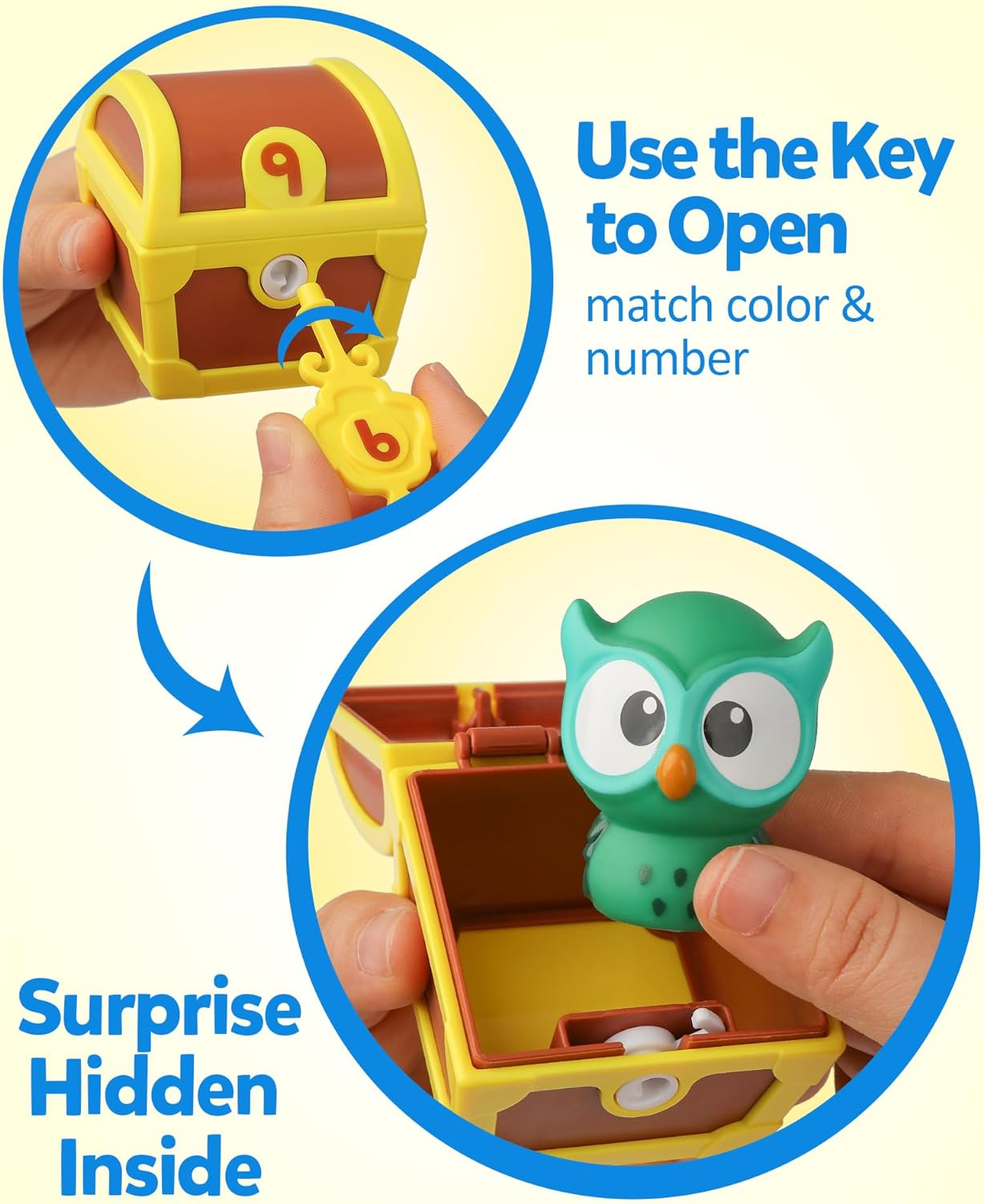 Coogam Fine Motor Skill Toys for Toddlers, 10Pcs Surprise Animals Finger Puppets Treasure with Number Locks, Matching Color Sorting Pirate Hunt Game, Learning Montessori for 3 4 5 Year Old image number 3