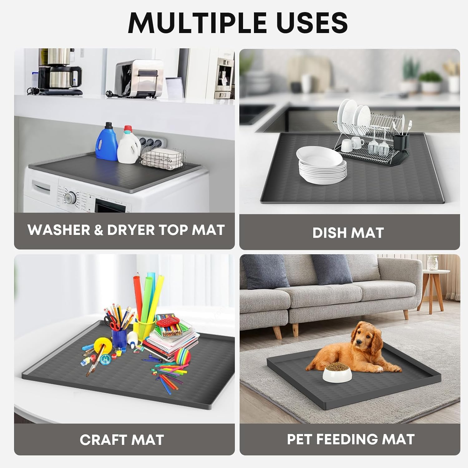 Washer and Dryer Top Protector Mat, 60 * 65Cm Silicone Rubber Mat for Laudry Machine & Dryer,Non Slip Heavy Duty Waterproof Washable Top Cover Pad for Home Kitchen Laundry Room image number 2