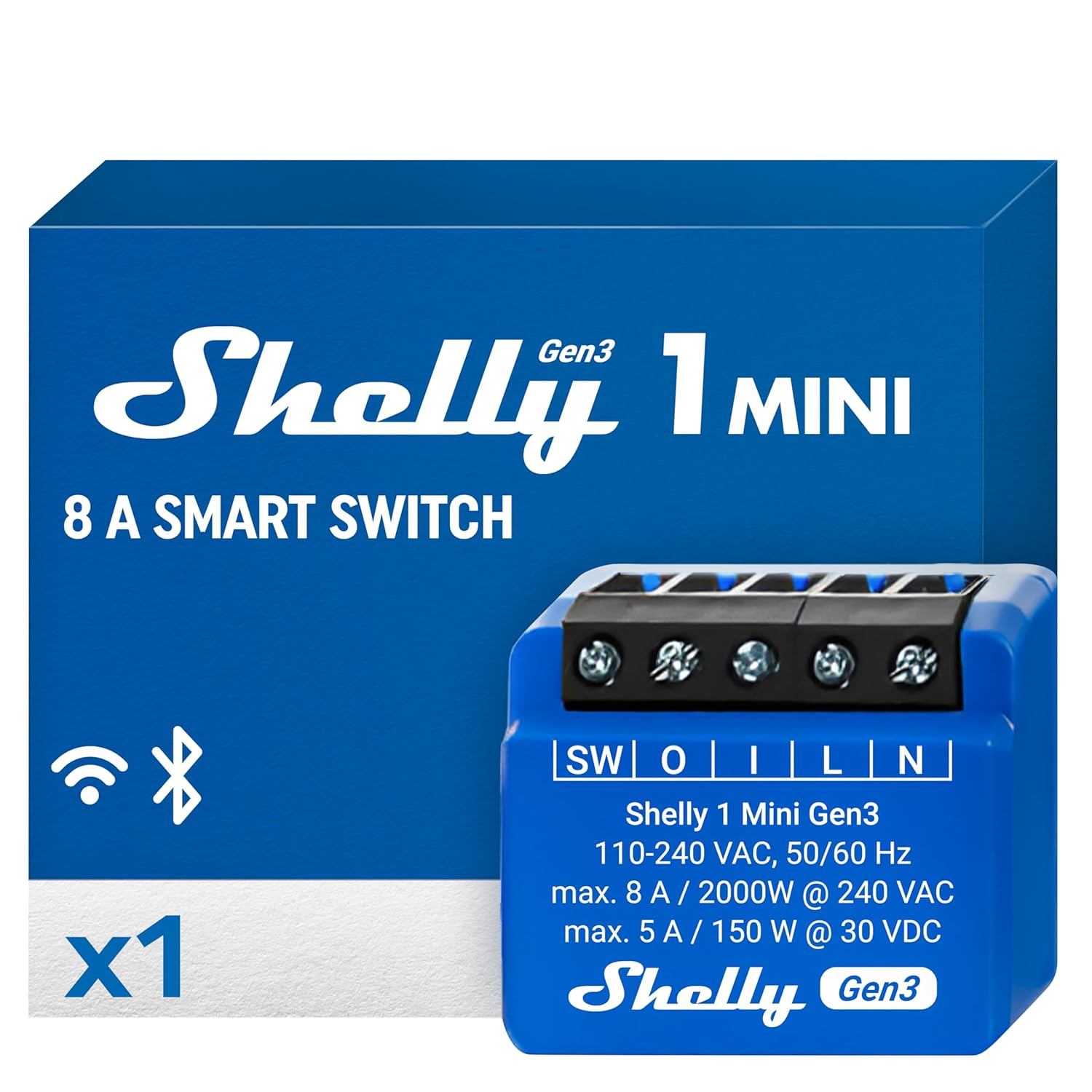 Shelly 1 Mini Gen3 | Wifi & Bluetooth Smart Switch Relay 1 Channel 8A | Home Automation | Compatible with Alexa & Google Home | Ios Android App | No Hub Required | image number 2