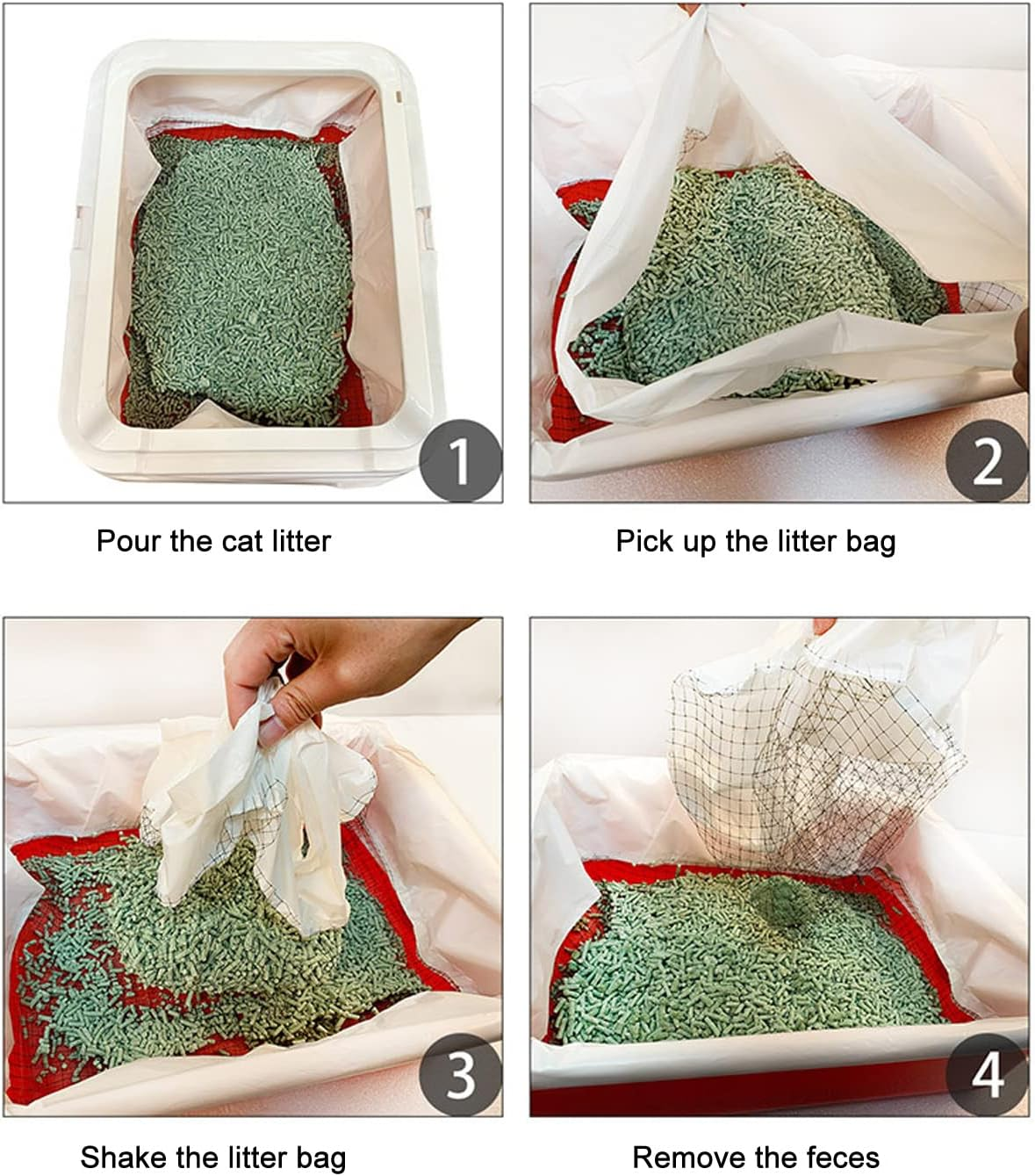 Cat Litter Filter Bag, Reusable Thicken Easy to Clean Cat Litter Liner Bag, Sifting Cat Litter Box Liners Bags Heavy Duty Tear Resistant Cat Litter Liner Cat Litter Waste Bags for Pet Cat