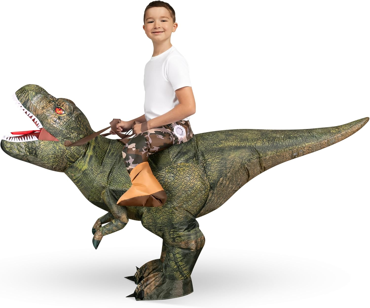 Spooktacular Creations Halloween Inflatable Costume, Adult Dinosaur Costume, Ride-On T-Rex Blow up Costume for Dressup image number 6