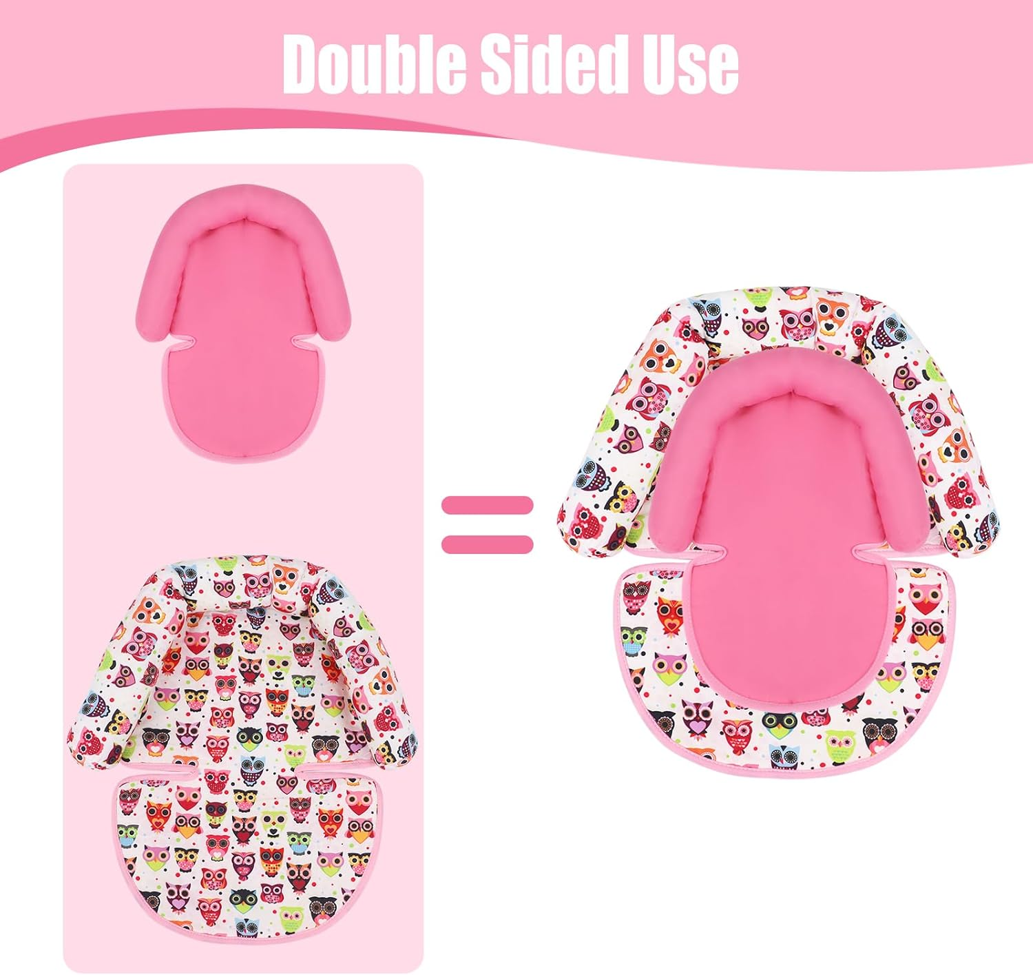 KAKIBLIN Car Seat Head Support Infant, Dinosaur Infant Car Seat Insert, 2-In-1 Reversible Baby Car Seat Head and Body Support, Soft Baby Car Seat Cushion for Newborn image number 5