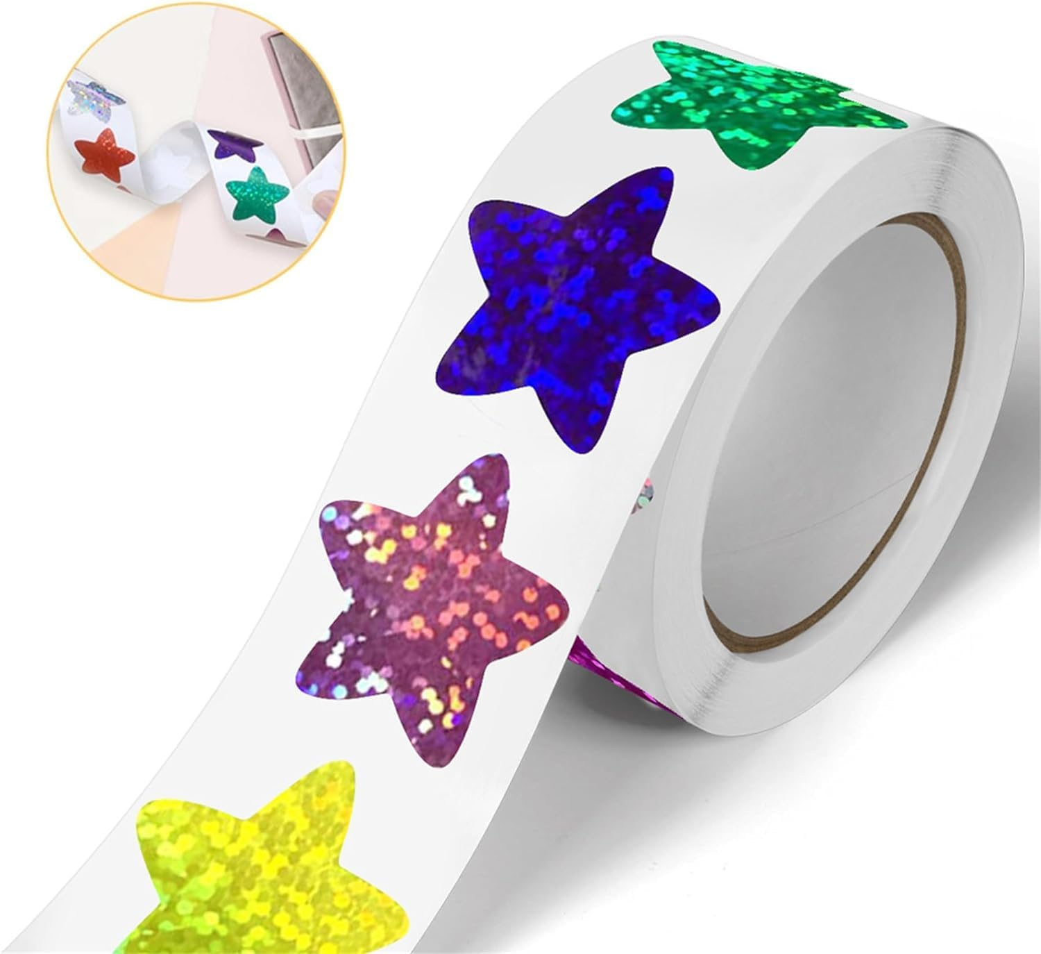 1000PCS Multicolor Star Stickers, Sparkly Foil Small Star Stickers, Motivational Stickers 1" Diameter for Kids Reward, Arts and Crafts and Homeschool Teacher Supplies Planner and School Classroom - Gold image number 3