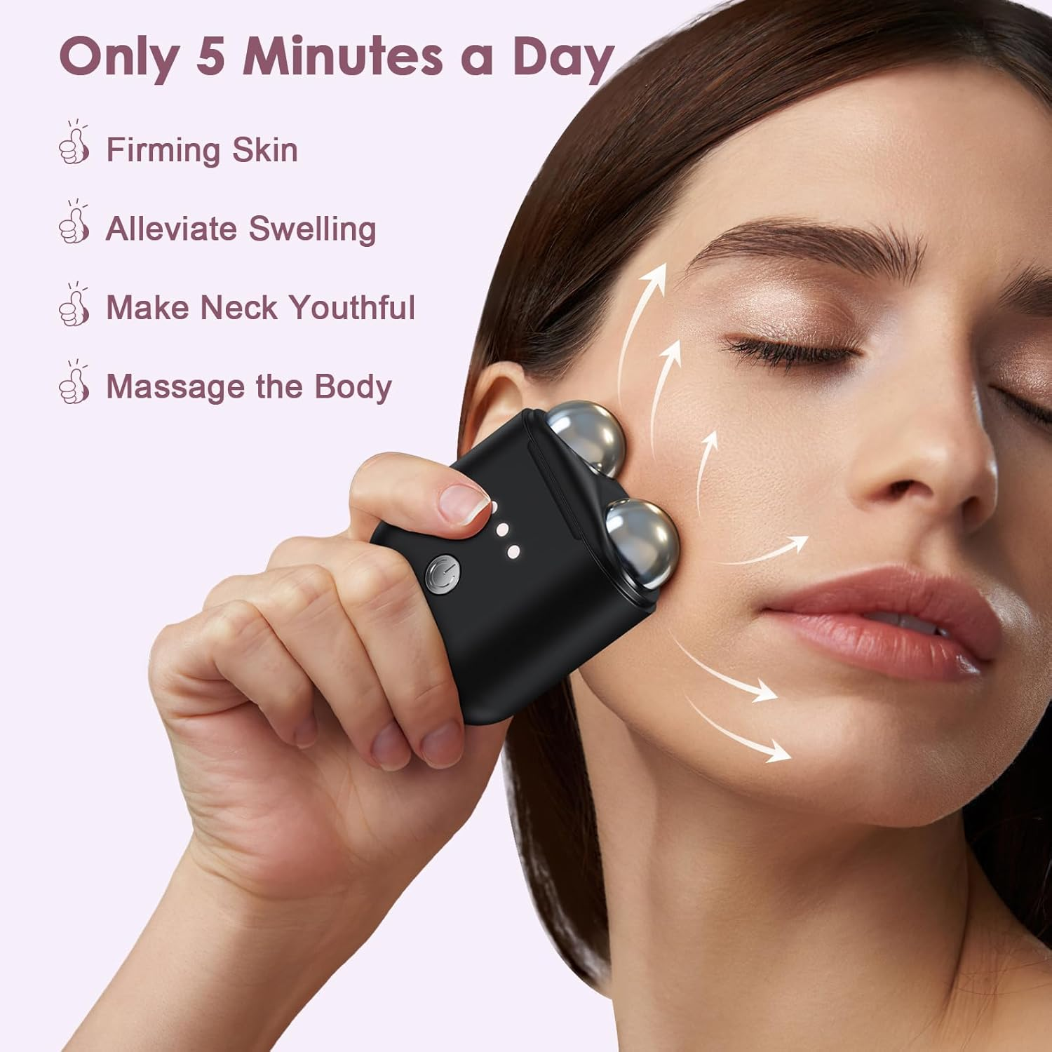 Vcycal Microcurrent Facial Device, Mini Microcurrent Face Lift Device for Face Lifting and Facial Sculpting, Portable Facial Roller Massager Tool for Man and Woman, Black