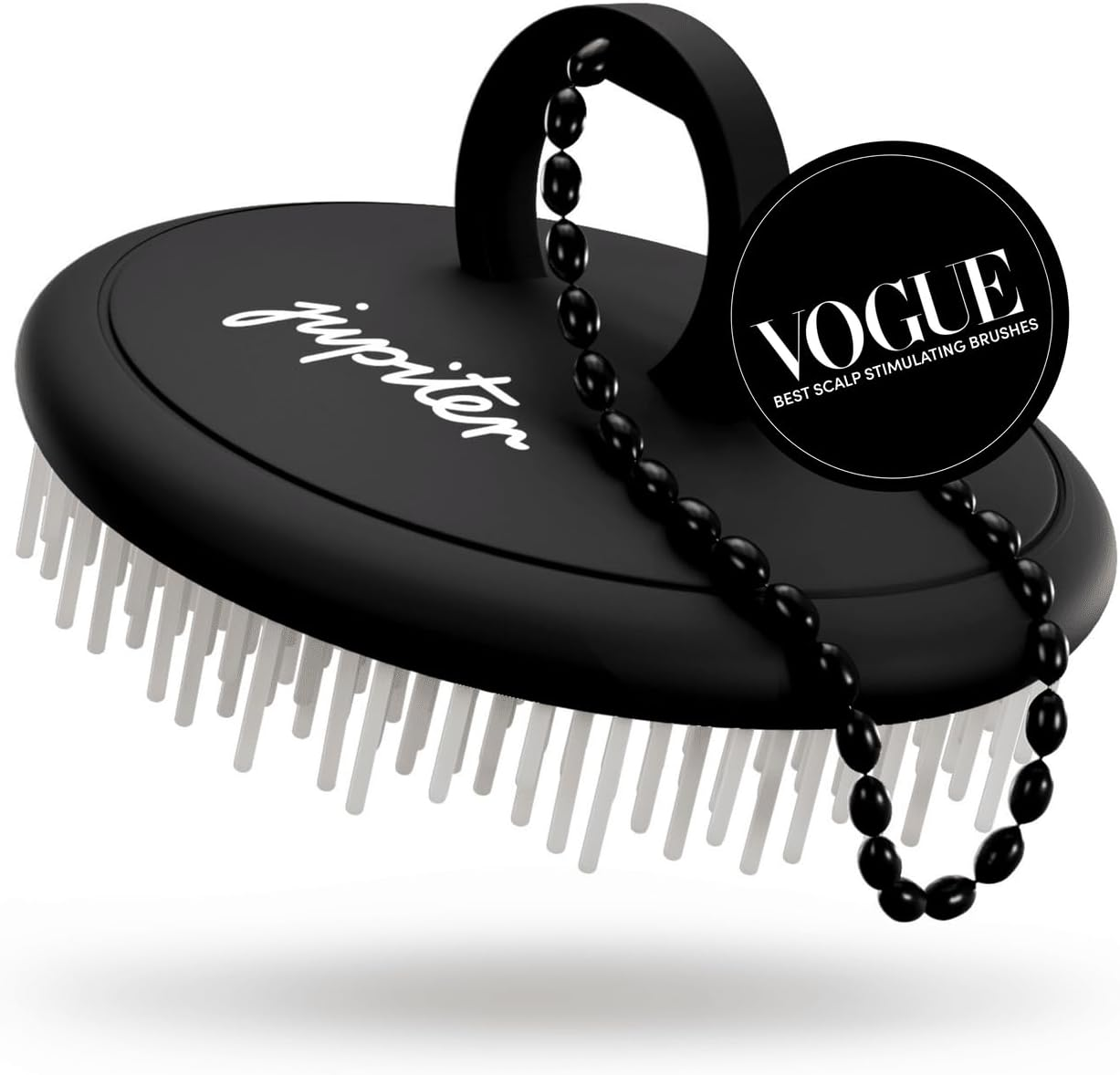 Jupiter Exfoliator Brush for Removing Dandruff & Build-Up - Detangling Scrubber for Wet or Dry Hair - Supports Circulation & Growth - for All Hair Types - Black