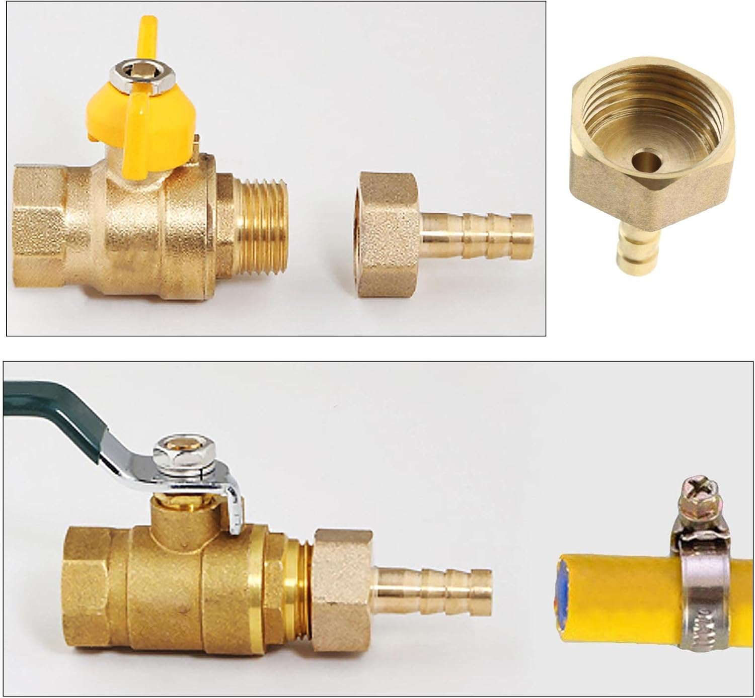 Emsea 2PCS 6Mm to 1/2 Inch BSP Female Thread Barb Brass Fitting Connectors Hose Barbed Joint Adapter Coupler for Fuel Air Gas Water Oil image number 6