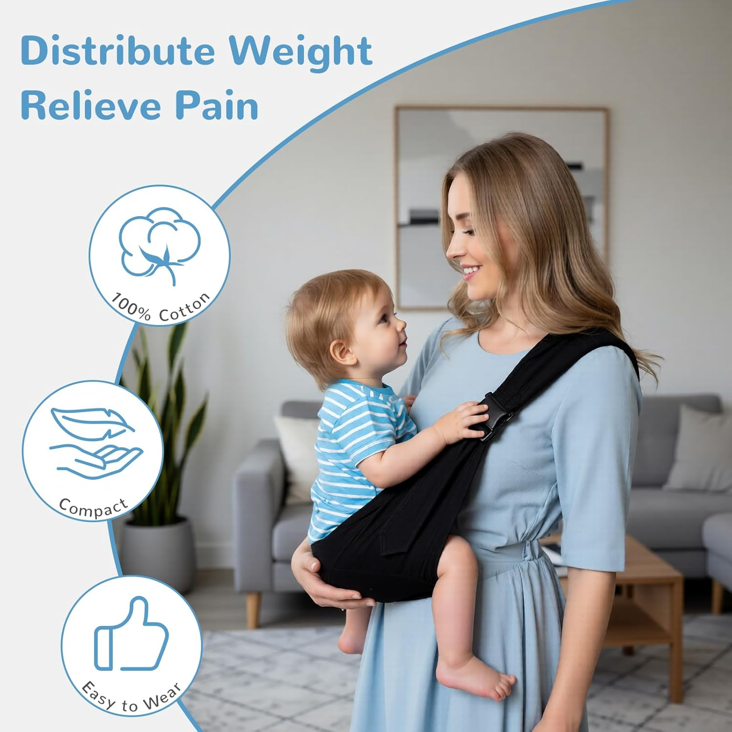 Baby Carrier Sling - Upgraded Ergonomic Design, Adjustable & Comfortable Infant to Toddler Wrap (0-36 Months) with Non-Slip Hip Seat, Lightweight & Breathable for Secure Travel, Shopping, and Daily Use in UAE &ndash; Your Safe & Baby Carrier Essential image number 1