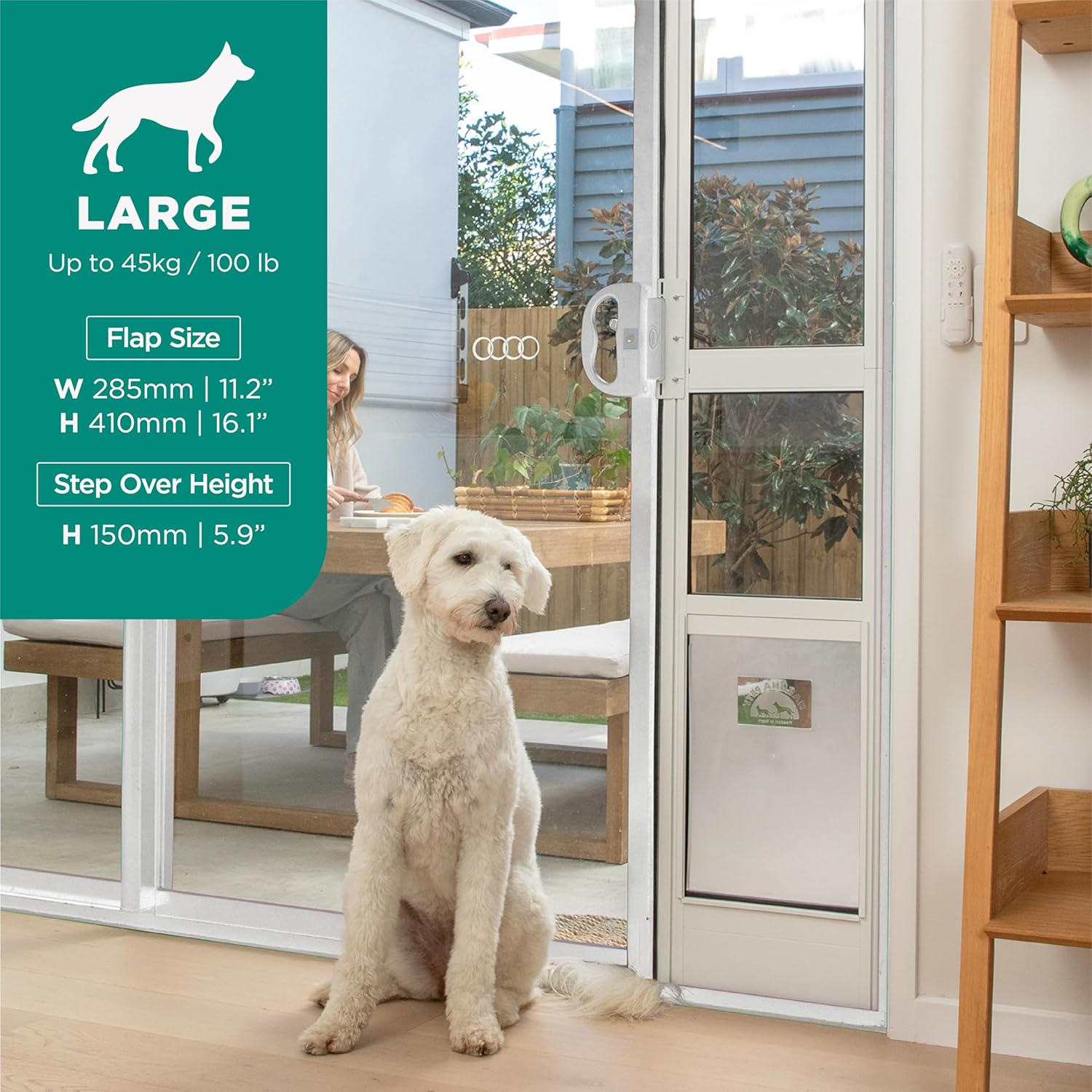 Large White Glass Patio Pet Door image number 3