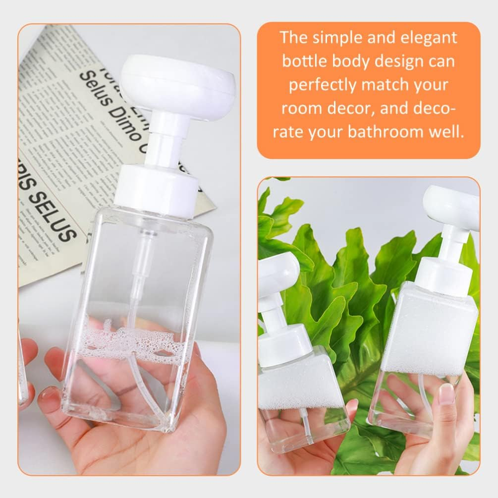 Kichvoe 2Pcs Flower Shape Foaming Hand Soap Dispensers Refillable Pump Bottles for Liquid Soap Shampoo and Lotion Transparent for Bathroom and Kitchen Counters image number 2