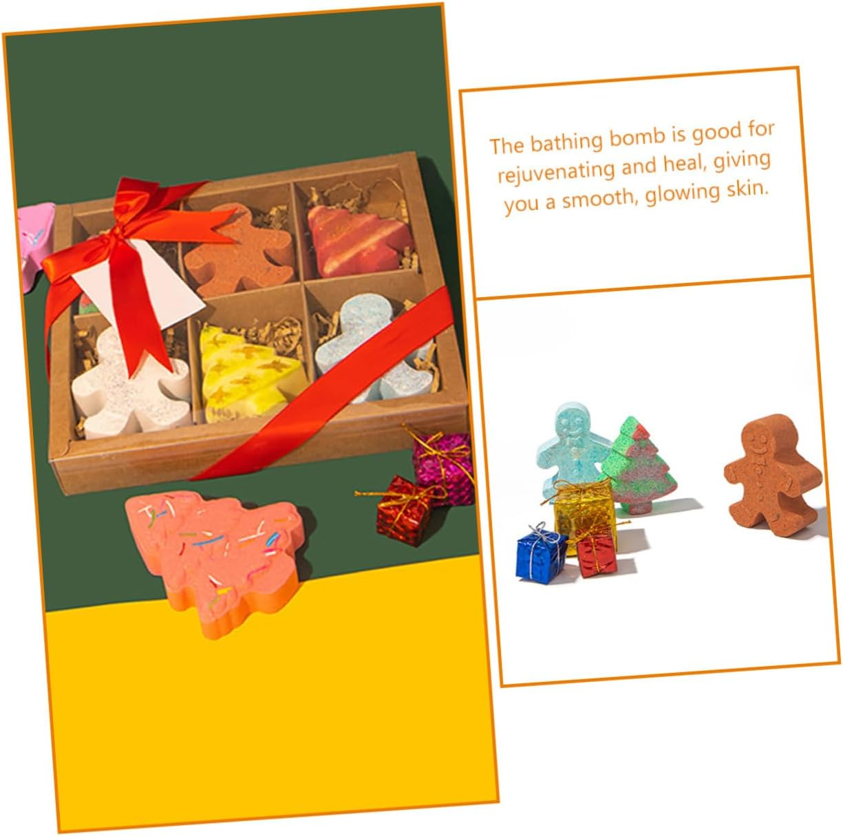 BCOATH 6Pcs Christmas Gingerbread Man Bath Salt Fun Colorful Bathing for Boys and Girls Relaxing Aromatherapy Holidays and Travel image number 6