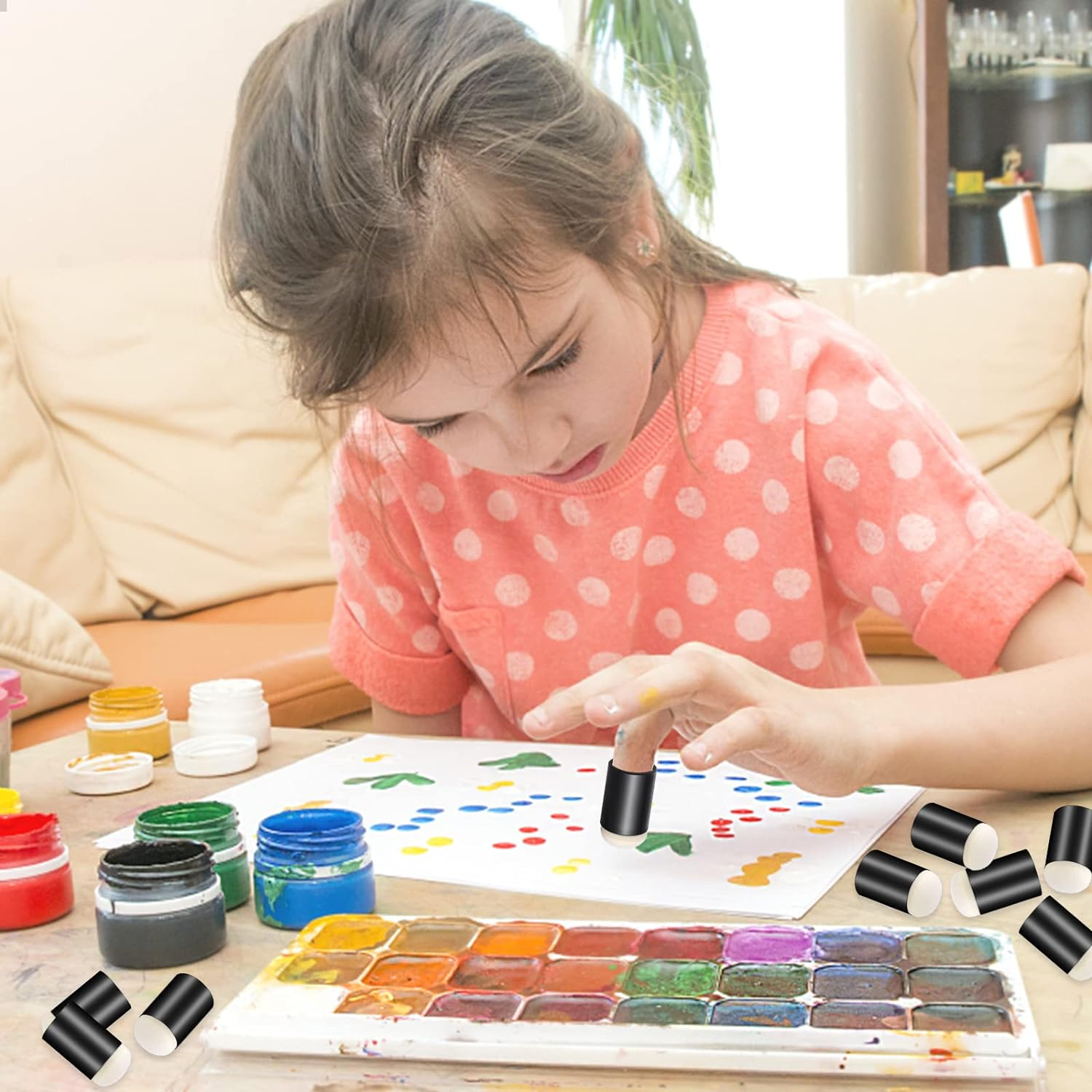 Prasacco 20 Pieces Finger Sponge Daubers, Finger Painting Sponge Craft Drawing Sponge for Arts Craft Painting Sponges for Painting Sponge Dauber for Painting Art Ink Crafts Chalk Card Making image number 3