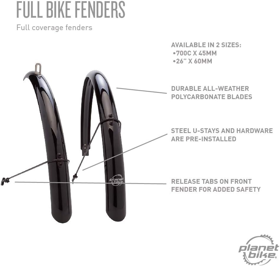 Planet Bike Full Bike Fenders - 26" X 60Mm (Black) image number 4