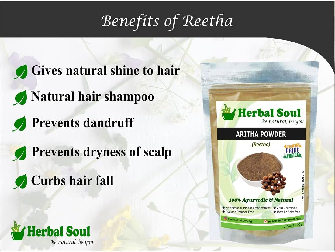 Herbal Soul Combo of Reetha Powder + Shikakai Powder + Indigo Powder | 300 Gm image number 3
