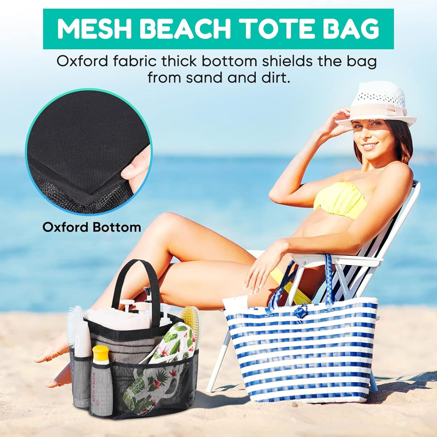 RIKONDA Heavy-Duty Mesh Shower Organizer with Reinforced Base, 8 Compartments for Travel, Gym & Dorm Essentials | 15X15X2Cm | 100G