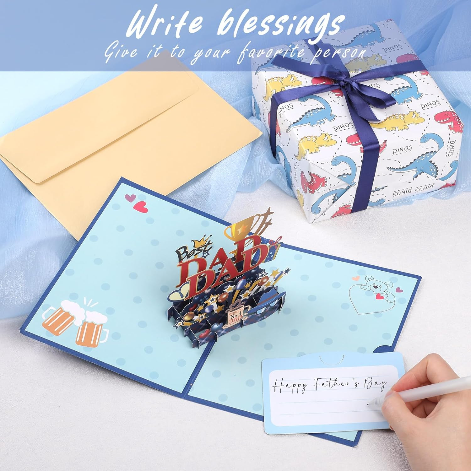 Bighan Pop up Happy Father'S Day Card, 3D Father'S Day BEST DAD Pop up Greeting Boxed Cards Anniversary Pop up Cards for Men image number 2